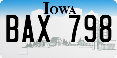 IA license plate BAX798