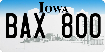 IA license plate BAX800