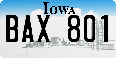 IA license plate BAX801