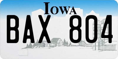 IA license plate BAX804