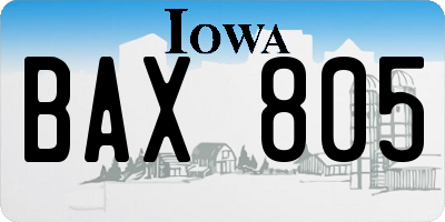 IA license plate BAX805