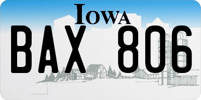 IA license plate BAX806