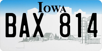 IA license plate BAX814