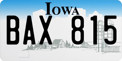 IA license plate BAX815
