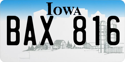 IA license plate BAX816