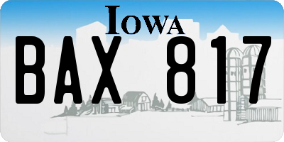 IA license plate BAX817