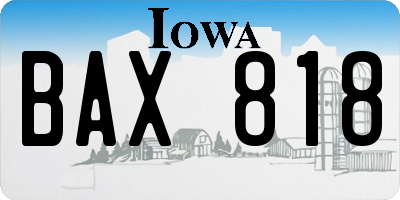 IA license plate BAX818