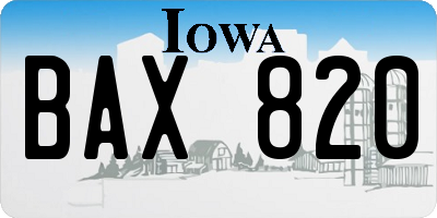 IA license plate BAX820