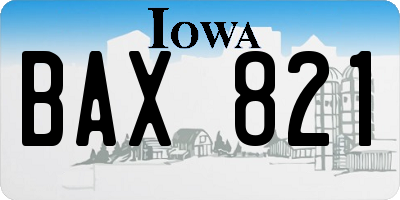 IA license plate BAX821