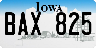 IA license plate BAX825