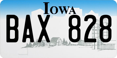 IA license plate BAX828