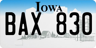 IA license plate BAX830