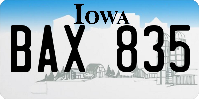 IA license plate BAX835