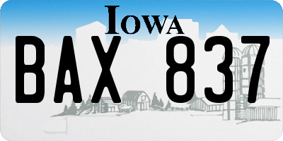 IA license plate BAX837