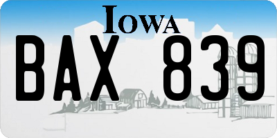 IA license plate BAX839