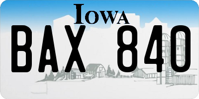 IA license plate BAX840