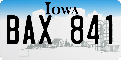 IA license plate BAX841