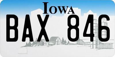 IA license plate BAX846