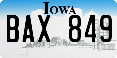 IA license plate BAX849