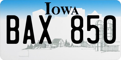 IA license plate BAX850