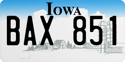 IA license plate BAX851