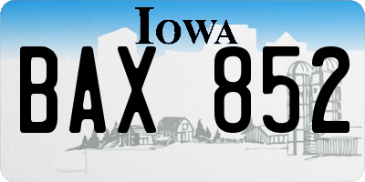 IA license plate BAX852