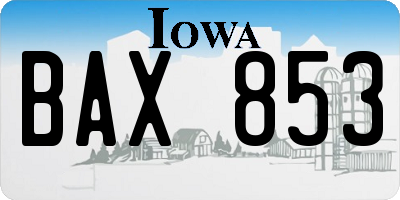IA license plate BAX853