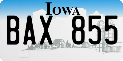 IA license plate BAX855