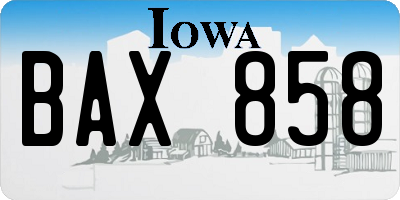 IA license plate BAX858