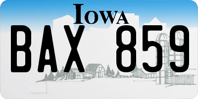 IA license plate BAX859