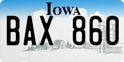 IA license plate BAX860