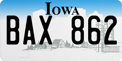 IA license plate BAX862