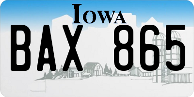 IA license plate BAX865