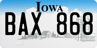 IA license plate BAX868