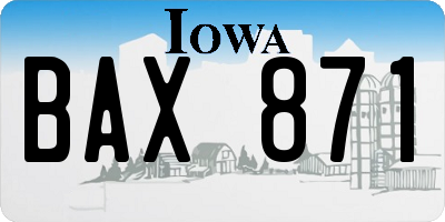 IA license plate BAX871
