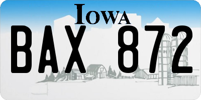 IA license plate BAX872