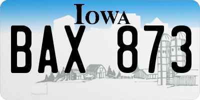 IA license plate BAX873