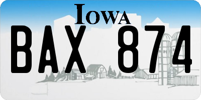 IA license plate BAX874