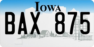 IA license plate BAX875