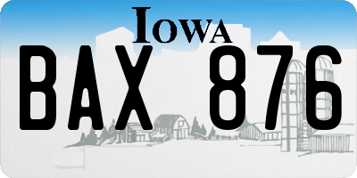 IA license plate BAX876