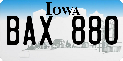 IA license plate BAX880