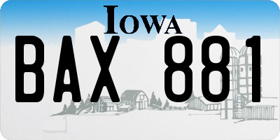 IA license plate BAX881