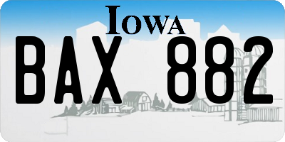 IA license plate BAX882