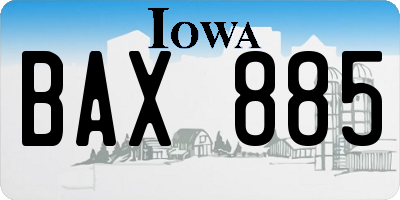 IA license plate BAX885