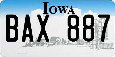 IA license plate BAX887