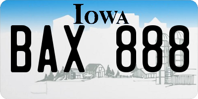 IA license plate BAX888