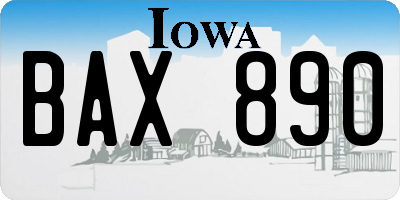 IA license plate BAX890