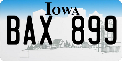 IA license plate BAX899