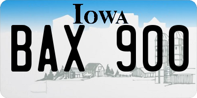IA license plate BAX900