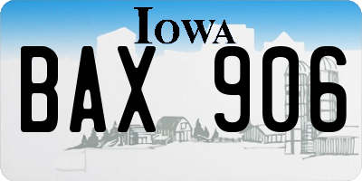 IA license plate BAX906